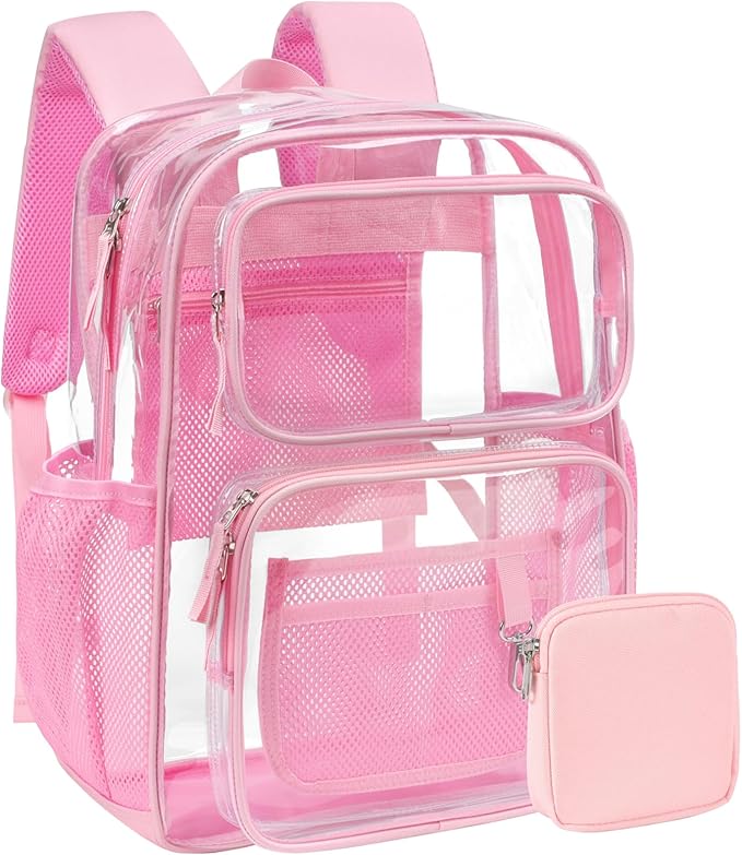 PACKISM Clear Backpack for School - 17 inch Large Heavy Duty Clear Bookbag, See Through PVC Backpacks (for age 12 above)