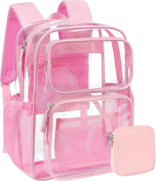 PACKISM Clear Backpack for School - 17 inch Large Heavy Duty Clear Bookbag, See Through PVC Backpacks (for age 12 above)