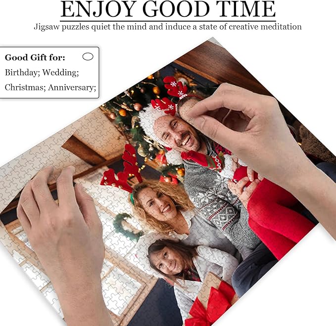 Custom Puzzle 120/200/300/500/1000/1500 Pieces, Personalized Puzzle from Your Own Photos, Customized Picture Jigsaw Puzzle Gift for Christmas Wedding Birthday Family