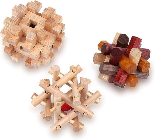 Sharp Brain Zone Wooden Brain Teaser Puzzles for Adults & Kids (Lock-a-Ball Puzzle)