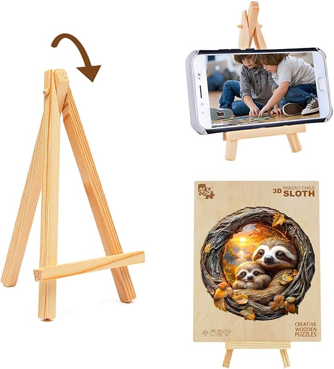 Wooden Puzzles for Adults - 100 Pieces 3D Parent-Child Sloth Wooden Puzzle - Unique Animal Shape Wood Cut Puzzles - Eco-Friendly Home Office Decor (S-8.5 * 8.5in)