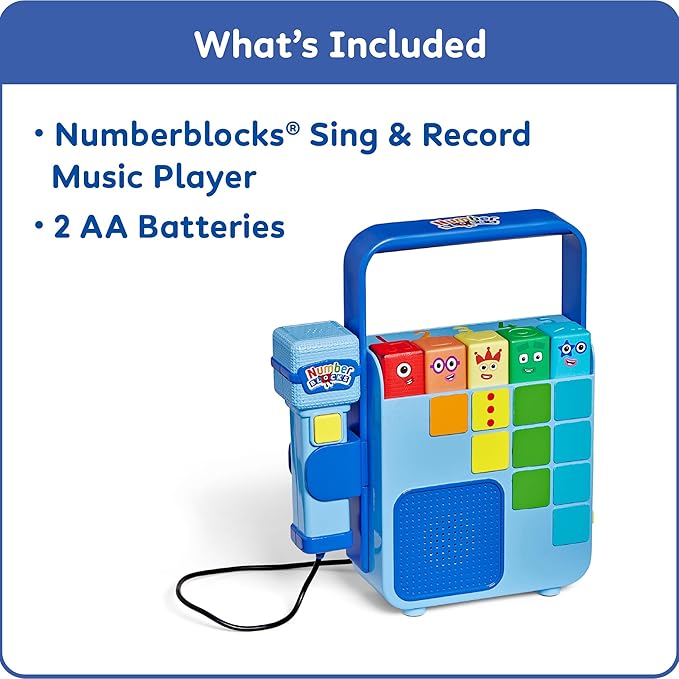 hand2mind Numberblocks Sing and Record Music Player, Kids Karaoke Microphone, Musical Toys, Toddler Boombox, Counting Toys, Preschool Math Learning Activities, Numbers for Toddlers, Birthday Gifts