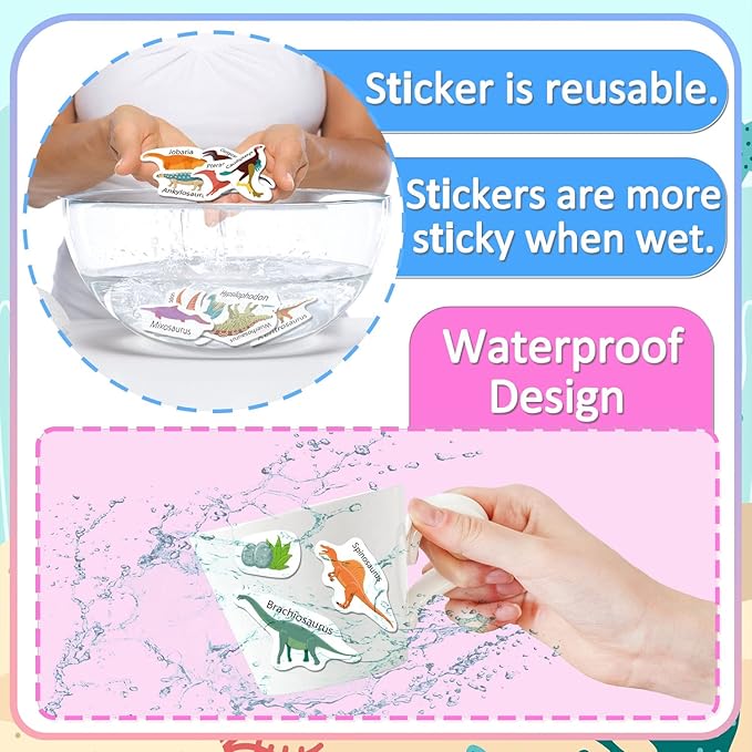 Reusable Sticker Book for Toddlers, Sticker Books for Toddlers 3+ Years, Airplane Travel Essential for Kids, Stickers for Kids (Dinosaurs)