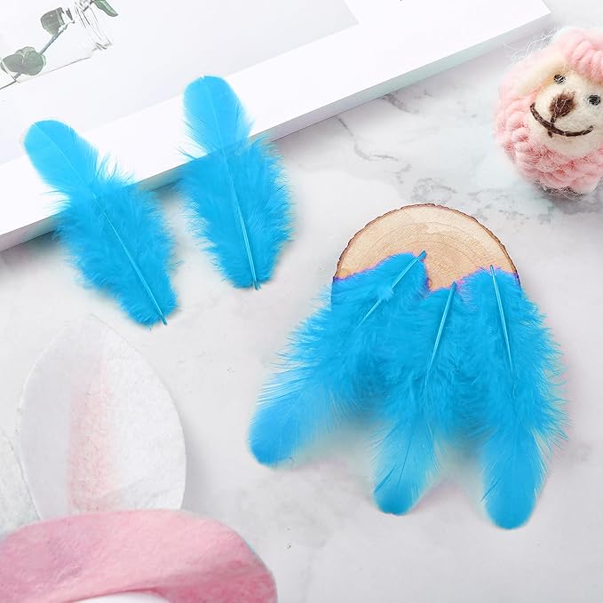 Soarer 300pcs Turquoise Feathers for Crafts - 3-5inch Craft Feathers Bulk for Wedding Home Party, Dream Catcher Supplies and DIY Crafts(Turquoise)