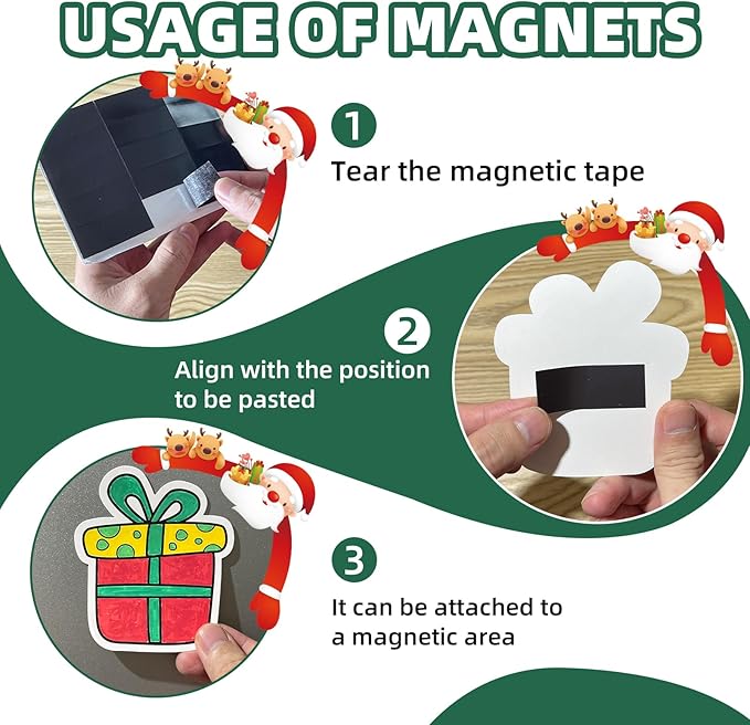48 Pcs Christmas Crafts for Kids Color Your Own Christmas Caft Magnets, DIY Items for Operation Christmas Child for Classroom Decoration Art Activities Party Favors (Chrismas)