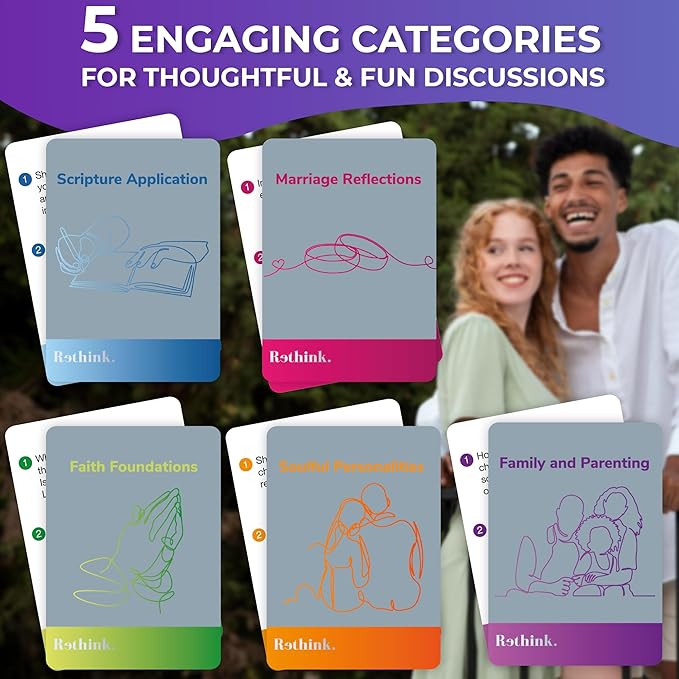 QUOKKA Rethink Conversation Cards Game - Christian Couples Edition | Premium Version | Religious Gift | Relationship Connection - Great Board Game for Married Husband & Wife