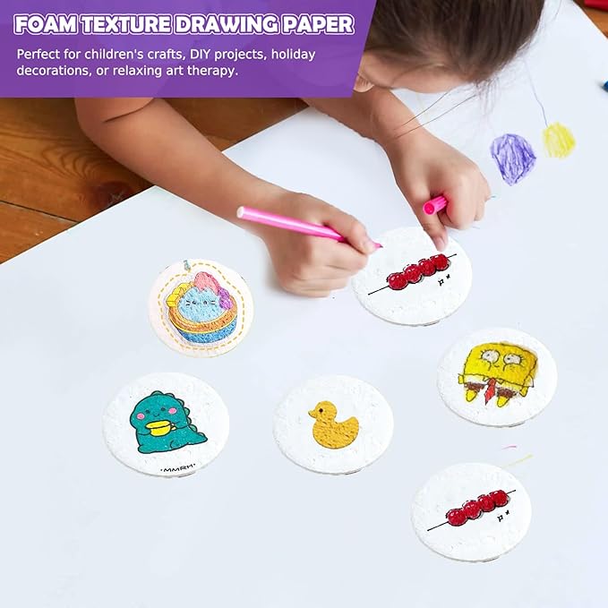 Magic Puffy Paint Foam Texture Paper โ 12 Round 3D Foam Texture Sheets for DIY Puffy Paint Crafts and Kids Art Projects