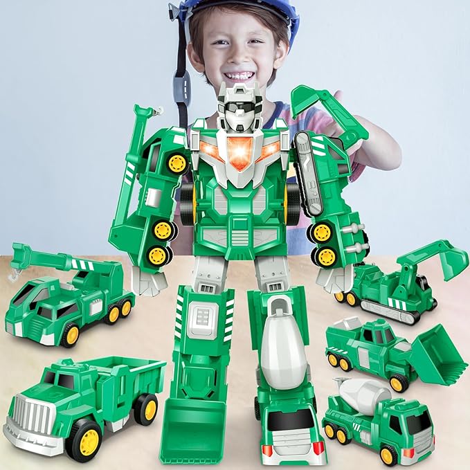 Laradola Toys for 3 4 5 6 Year Old Boys - Transform Robot Kids Toys Cars | STEM Building Toddler Toys for Ages 3+ | 5 in 1 Construction Christmas Birthday Gifts for Boys Girls