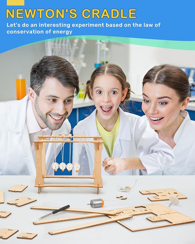 Poraxy 5 Set STEM Science Kits for Kids Age 8-12, Wooden Building STEM Projects 8-10, 3D Puzzles, Experiment Circuits Model, Toys for Ages 8-13, Gifts for Boys and Girls 6 7 8 9 10 11 12 13 Years Old
