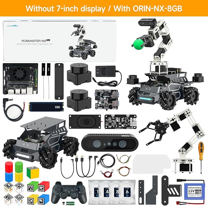 Yahboom ROS2 AI Robot Kit with Jetson Orin NX 8GB Super Large AI Model Supports 3D Mapping Navigation,Movelt Simulation,AI Vision,App Control