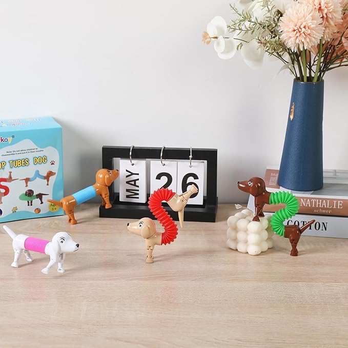 Dog pop Tubes fidgets, Stocking Stuffers for Kids, Sensory Toys for Kids 5-7, fidgets for Toddlers, Toddler Stocking Stuffers, Easter Egg fillers,Easter Basket(24 Pcs Dog)