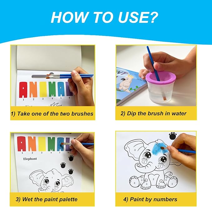 Paint with Water Books for Toddlers - Watercolor Painting Book - Children Arts and Crafts for Kids Ages 2-4 4-8 - Toddler Activities 2 3 5 4 Year Old - Art Craft Kits - Water Coloring Book Animals