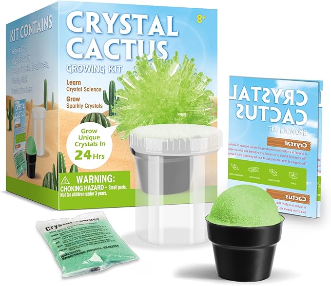 Crystal Growing Kit for Kids, Cactus-Green DIY Crystal Science Experiment Set, Grow Your Own Crystals, STEM Educational Chemistry Kit for Boys & Girls Ages 6-12, Fun Science Lab Gift for Kids
