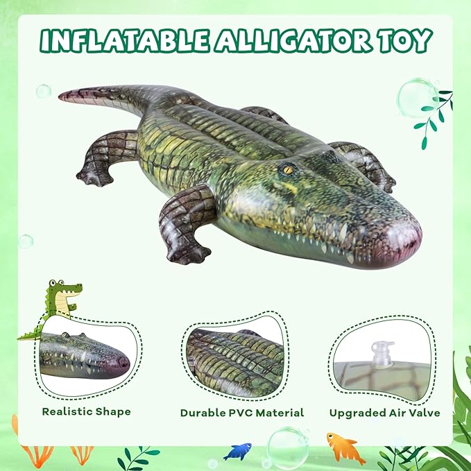 Giant Inflatable Alligator Pool Float,84 inch Animal Themed Pool Toy Ballons for Birthday Pool Halloween Party Decorations,Blow Up Photo Prop,Party Favors Supplies Gift for Kids and Adults