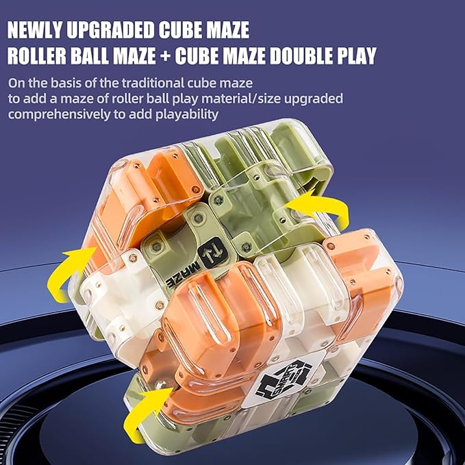 Large 3D Labyrinth Cube Puzzle, 3D Puzzles Maze Cube Ball Puzzle, Spatial Awareness Brain Training Toy for Stress Relief & Logic Development, Educational Focus Game Gift for Adults Teens(1PC)