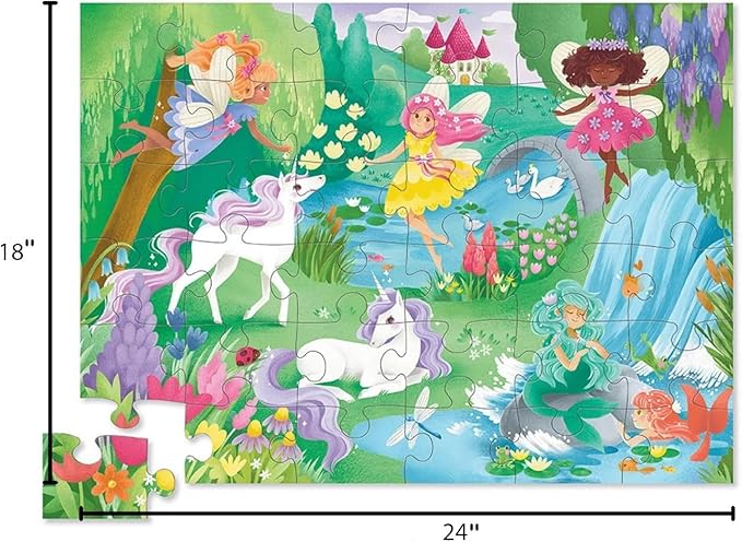 Crocodile Creek 36-Piece Jigsaw Floor Puzzle - Fun Floor Puzzles for Kids Ages 3-5 - Heavy-Duty Shaped Box for Storage - Magical Friends - 24" W x 18" H Finished