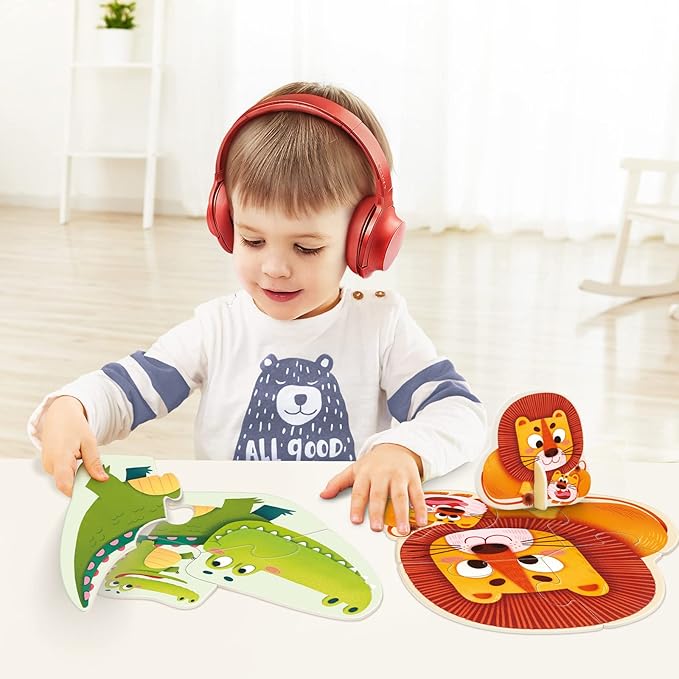 Toi 6 Packs Large Piece Toddler Jigsaw Puzzles for Kids Aged 2.5+, Animal Shaped Floor Puzzles for Beginner, Preschool Learning Game for Boys Girls, Wild Animals