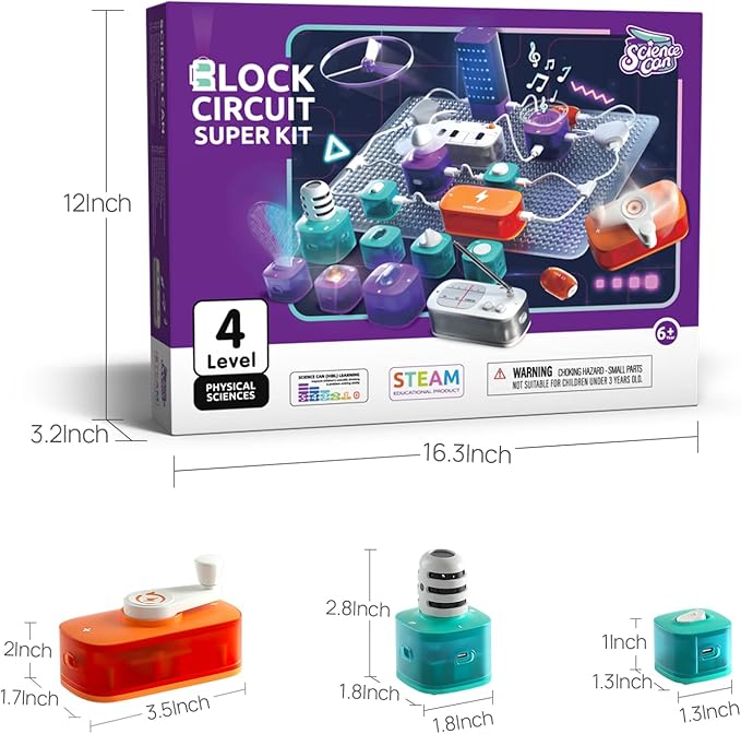 Science Can Circuits for Kids, Beginner Circuit Board Electronic Kit with 80 Experiments STEM Toys for Boys and Girls, Educational Toys Science Kits for Kids Age 8 9 10 Years Old