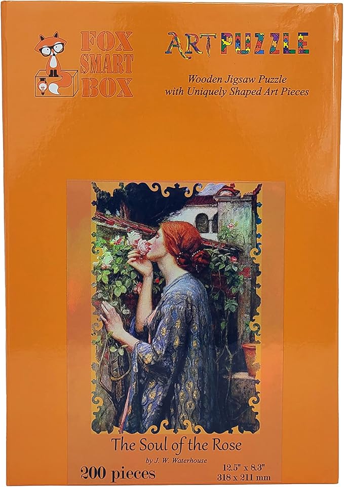 Wooden Puzzle for Adults - Uniquely Shaped Pieces - Made in The USA by FoxSmartBox - 200 Pieces - The Soul of The Rose