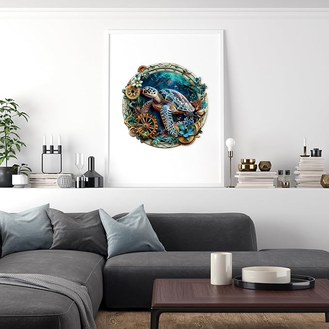 Wooden Puzzles for Adults, Wooden Jigsaw Puzzles for Adults Kids, Turtle Puzzle-Embossed Turtle Unique Shaped Wood Puzzles Adult, Creative Birthday Gifts for Friends Family Game (13.4 * 13.3in 290pcs)