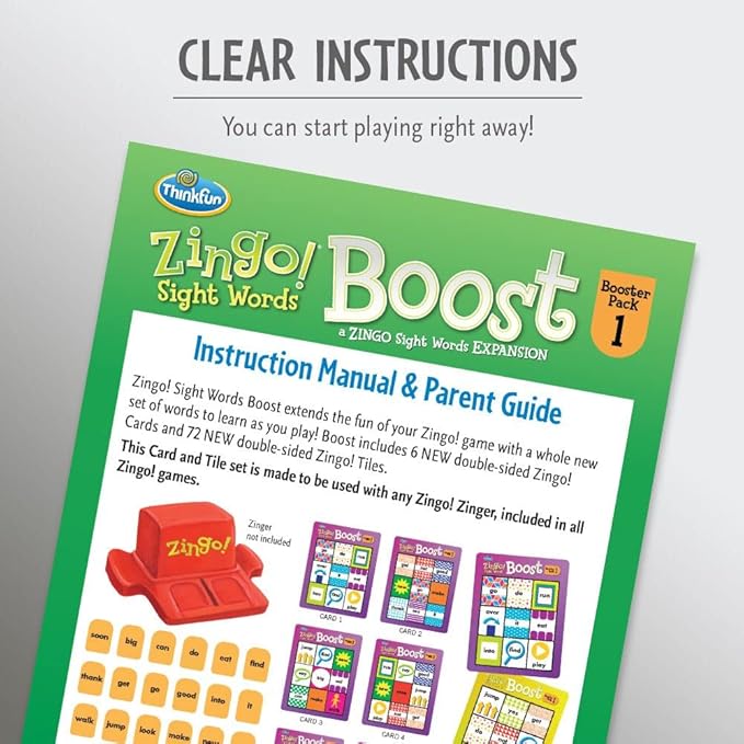 Think Fun Zingo! Sight Words Boost - Engaging Brain Game | Expansive Vocabulary Builder | Stimulates Memory & Concentration | for Kids Aged 4 and Up | Expansion Pack (76472)