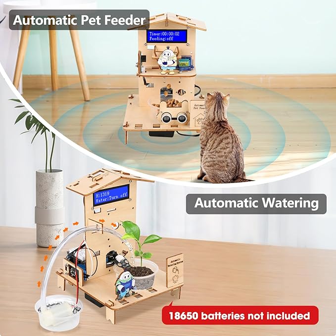 5-in-1 ESP32 STEM Kits for Kids Age 8-12, Wooden 3D Puzzle Toys Smart Home School Educational Science Building Kit for Students, Engineering Model Kits Birthday Gift Craft for Teen Boys Girls