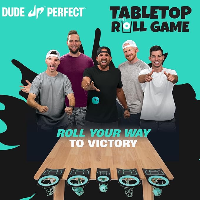 Dude Perfect Sticky Tic Tac Toe & Tabletop Roll Set | Indoor & Outdoor Games, Perfect Fun for Family Game Night & Parties, Birthday for Children, Kids & Adults | Ages 4+ & 6+