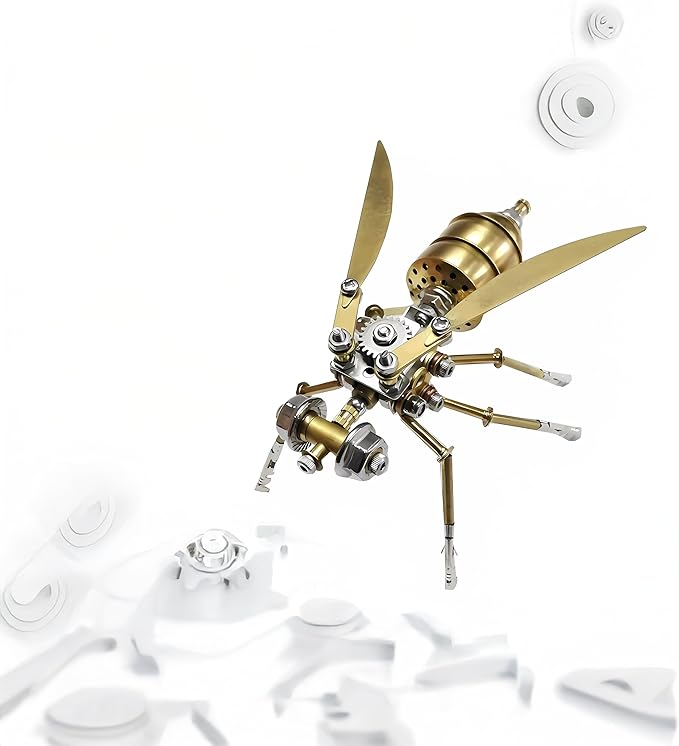 Challenging 3D Puzzle Gift Steampunk Metal Insect Bug Mechanical Sculpture Steampunk Insect Clockwork 3D Vespa Model Engineering for Teens Personalized Ornament Gift(Vespa)