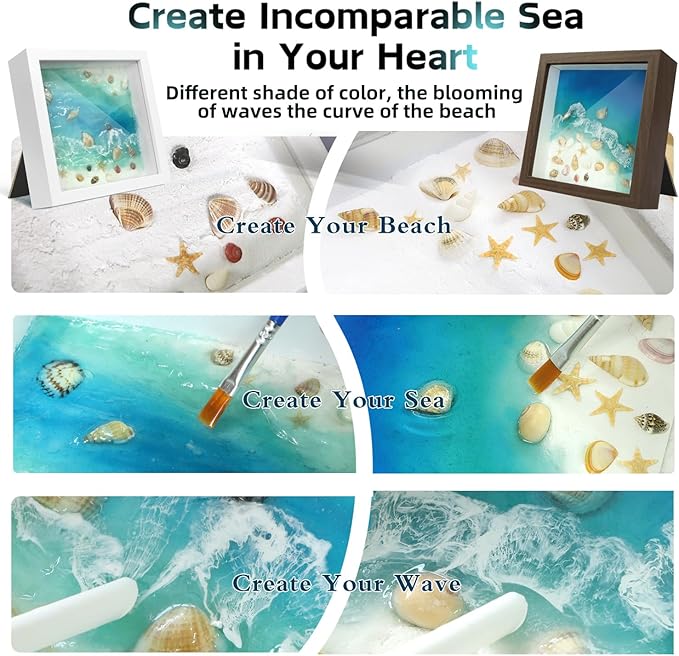 iland Crafts for Adults of Resin Art Kit as DIY Crafting Beach Ocean Themed Gifts Adult Girls Night Crafts Making or Date Night Painting Kit for Couples Also Mothers Day Gifts for Mom & Crafty Women