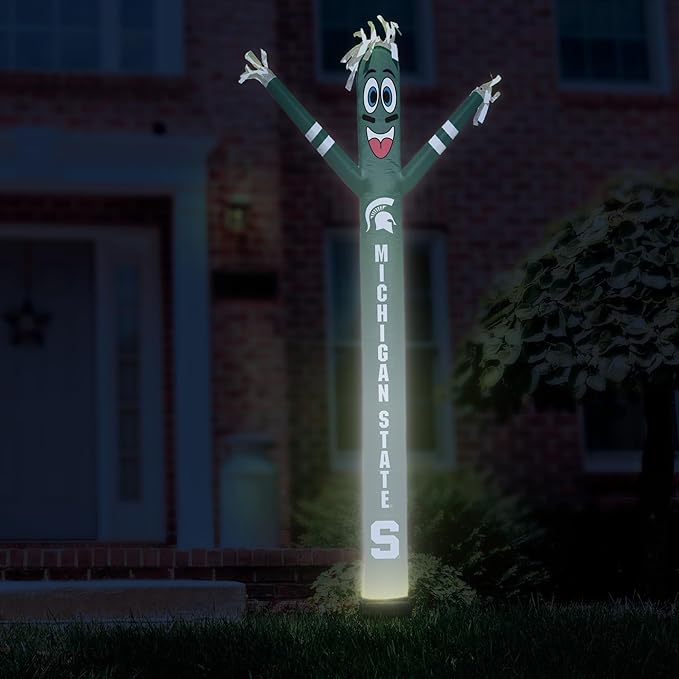 NCAA Michigan State Spartans Football Wacky Waving Inflatable Tube Guy with LED Lights & Built-in Blower - 6" x 36" x 96" Inflatable Tube Man Crazy Sports Fan Outdoor Party Decoration
