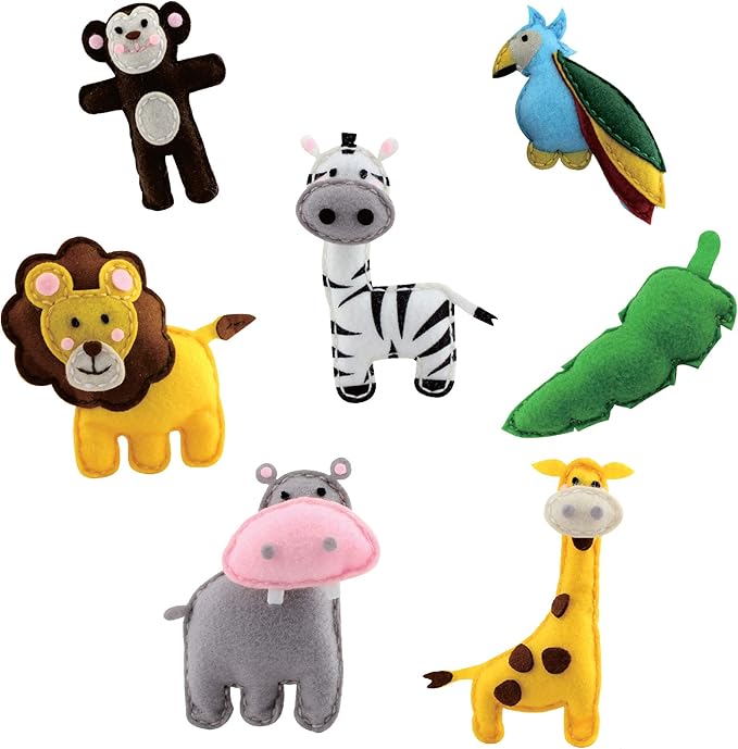 Peachy Keen Crafts Kids Sewing Kit, Learn to Sew for Ages 8-12, Beginner Felt Craft Kit, Make 6 Fun Stuffed Animals and A Pin Cushion, Teach Basic Stitches