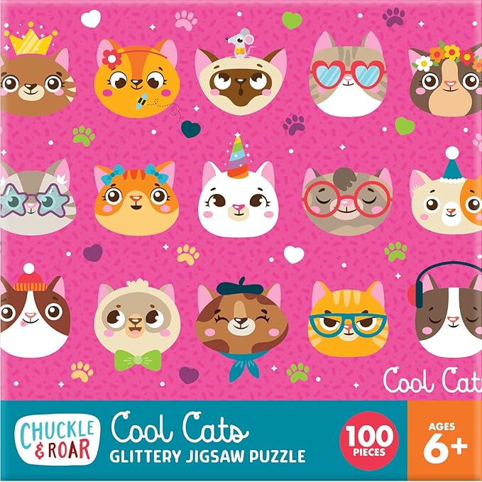 Chuckle & Roar Educational Jigsaw 100 PC Puzzle Cool Cats Edition