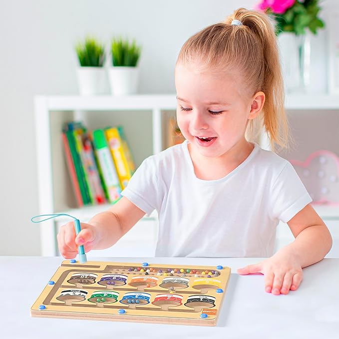 Magnetic Numbers Maze Toy - Eco-Friendly Material - Color Maze Sorting Game Toy - Educational Fine Maze Motor Skills Toys - Suitable for Boys and Girls - Multicolor (10 x 0.98 x 8 inches)
