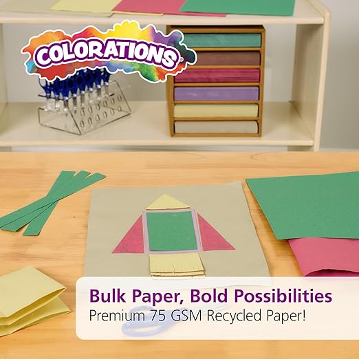 Colorations Lightweight Construction with Organizer - 1200 Sheets - 9" x 12", Assorted Colors, Bulk Arts and Crafts Supplies, Classroom Must Haves