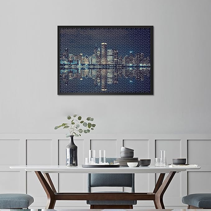 1000 Piece Puzzle for Adults Chicago Downtown at Night - Jigsaw Puzzles 1000 Pieces, Hard Difficult Challenging Puzzle City Skyscrapers (27.5"x19.7"), Family Game Night Gift & Home Decor