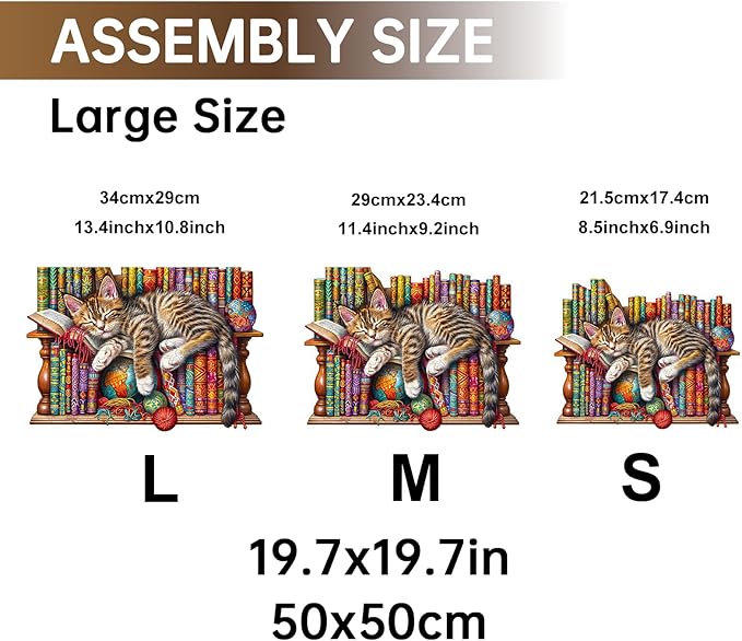 Jigfoxy Wooden Puzzles for Adults, Cat Wood Puzzles Adult, Unique Animal Shape Wooden Jigsaw Puzzles for Adults, Birthday Gifts for Puzzle Lovers, Family, Friend (S-8.5 * 6.9in-100pcs)