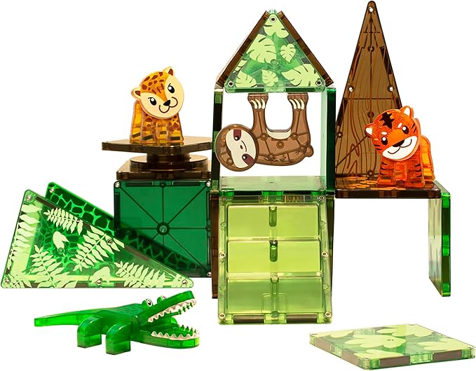 MAGNA-TILES Jungle Animals 25-Piece Magnetic Construction Set, The ORIGINAL Magnetic Building Brand