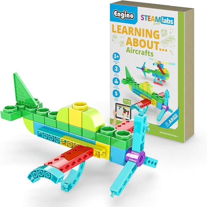 Engino STEAM Labs, Learning About Aircrafts, Building Blocks for Ages 3+, Construction Kit, STEM Kit for Girls & Boys, Learning & Education Toys, Steam Toys, Toddler Activities (5 Models)