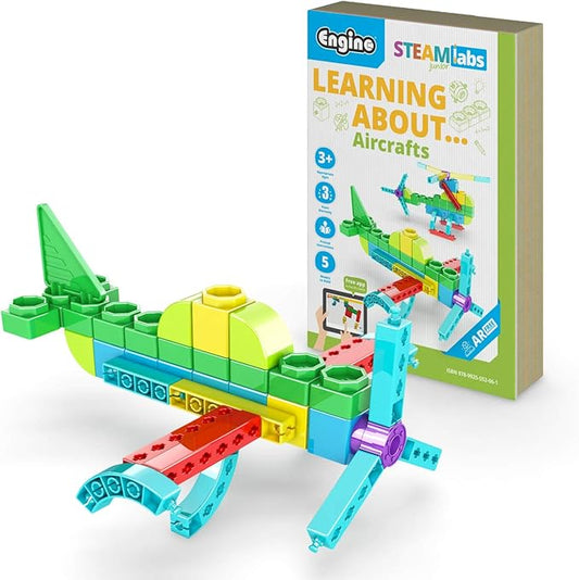 Engino STEAM Labs, Learning About Aircrafts, Building Blocks for Ages 3+, Construction Kit, STEM Kit for Girls & Boys, Learning & Education Toys, Steam Toys, Toddler Activities (5 Models)
