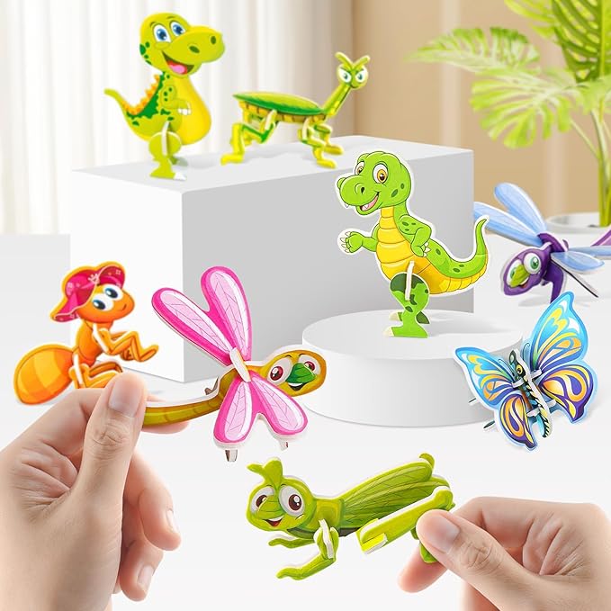 3D Cartoon Puzzles, 100 Pcs 3D Puzzles, Educational 3D Cartoon Puzzle for Kids Ages 4-10, Montessori Toys, Birthday Gift