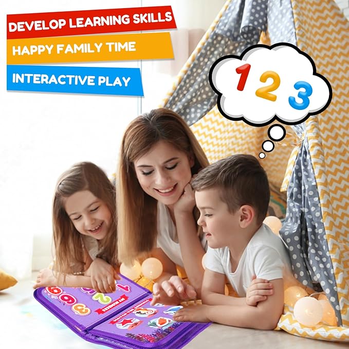 Qizfun Montessori Busy Board Book for Toddlers, Mermaid Sensory Learning Toy for Girls, Educational Fine Motor Skills Toy, Travel Busy Board for Car & Airplane