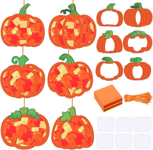24 Sets Pumpkin Crafts Kit DIY Tissue Paper Sign Crafts for Back to School Fall Harvest Thanksgiving Religious Christian Party Fun Home Actives