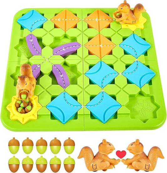 Airkid STEM Board Games Kids Brain Teasers Toys,Road Builder Logic Puzzle Games,Montessori Educational Learning Toys Birthday Gifts for Age 4-8 Year Old