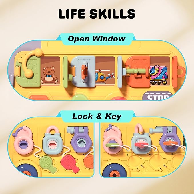 iPlay, iLearn Toddler Busy Bus Toy, Kids Take Apart School Bus W/Tools, Steering Wheel & Gears, Push Go Assemble Truck, STEM Learning Fine Motor Montessori Toy, Birthday Gifts 3 4 5 Year Old Boy Girl