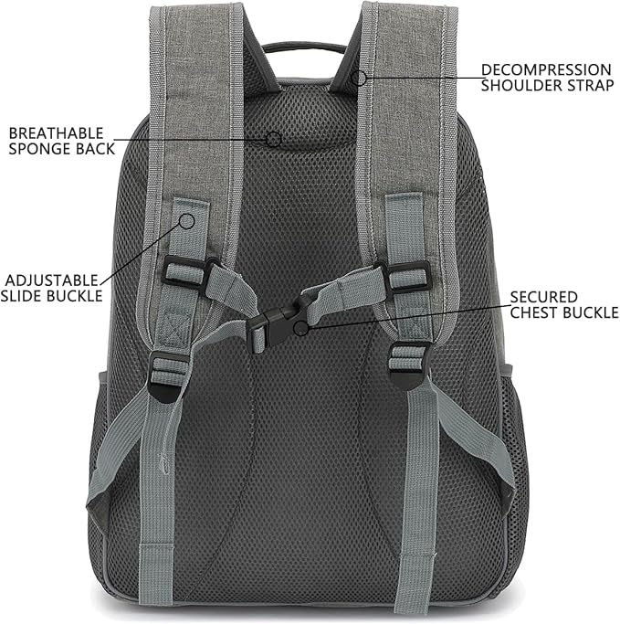 FlowFly Kids Backpack for Toddler Boys Girls, Simple Lightweight Bookbag for Daycare Kindergarten Elementary School Travel, Small Modern Bag (Large), Grey