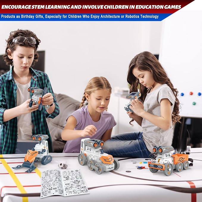 21-in-1 Education Solar Power Robot, STEM Toys for Ages 8-13, DIY Educational Science Building Toy, Solar or Battery Powered Robotic Set for Children Birthday with 210Pcs