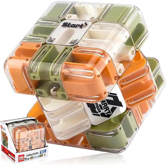 Large Labyrinth 3D Puzzle Maze Cube - Engaging Brain Teaser Toy, 3D Magic Cube Maze Ball Puzzle - Spatial Awareness Brain Training Toy for Stress Relief & Logic Development