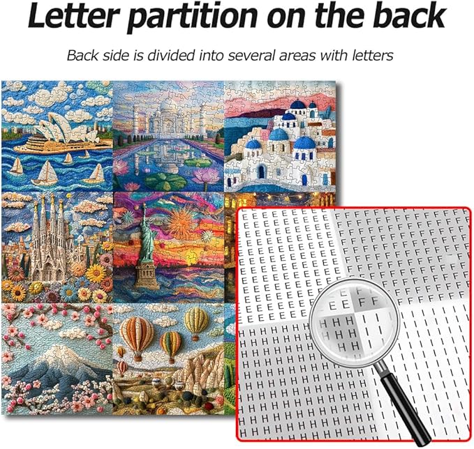 Bgraamiens 1000 Piece Jigsaw Puzzles for Adults – World Travel Landmarks Puzzle – Felt Style Cultural Icons from Around The Globe – Premium Relaxing Gift with Global Architecture