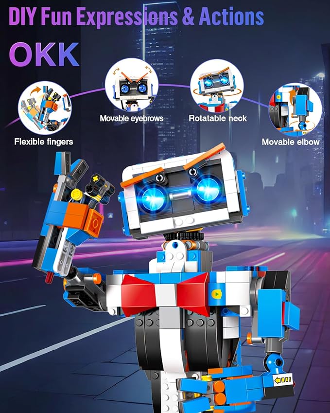 okk Robot Kit, STEM Toys for Kids 8-12, APP & Remote Control, DIY Engineering Educational Coding Robotics, Programmable Building Sets Gifts for Boys Girls