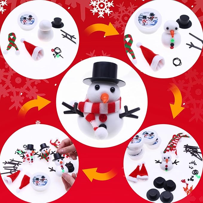 Build a Snowman Kit - Snowman Christmas Crafts, Modeling Clay DIY Kit, Creative Kids Air Dry Modeling Clay, Christmas Crafts Xmas Holiday Party Decor Gift (9 PCS)